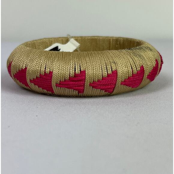 Anthropologie Woven Bangle Bracelet Brown Pink Multi-Color Patterned NWT - Picture 1 of 9